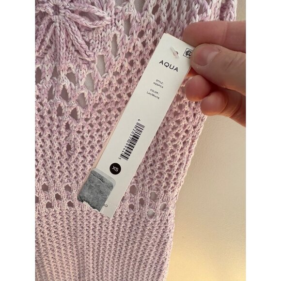 AQUA NWT Marled Crochet Boho Sleeveless Mini Dress in Lavender Purple Size XS - Picture 6 of 13